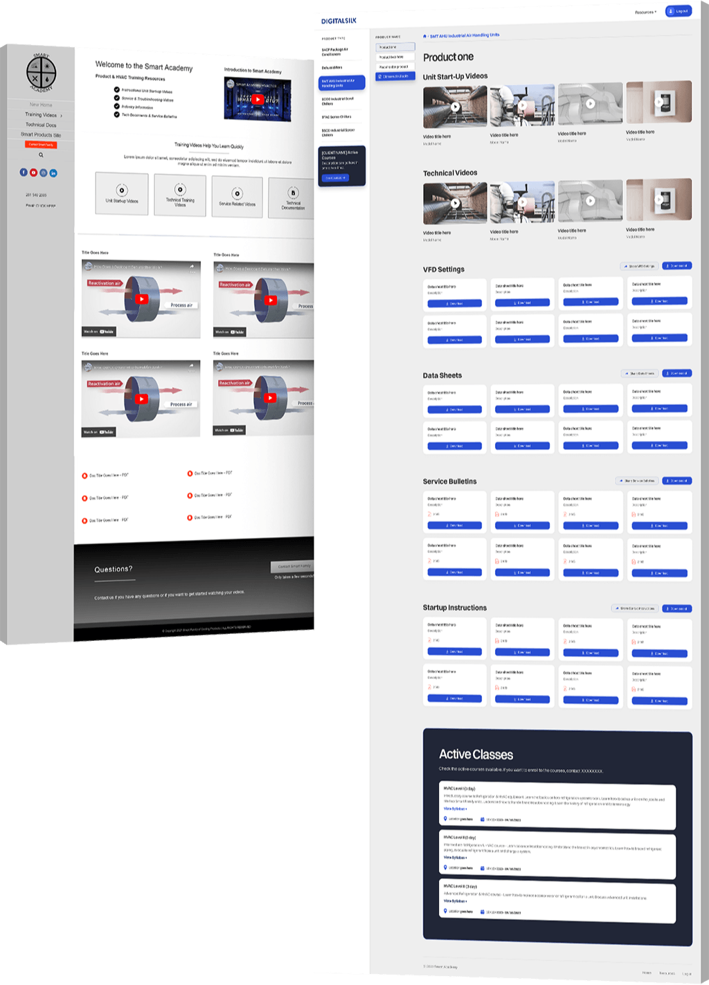 Image showing the before and after of Smart Academy's website design