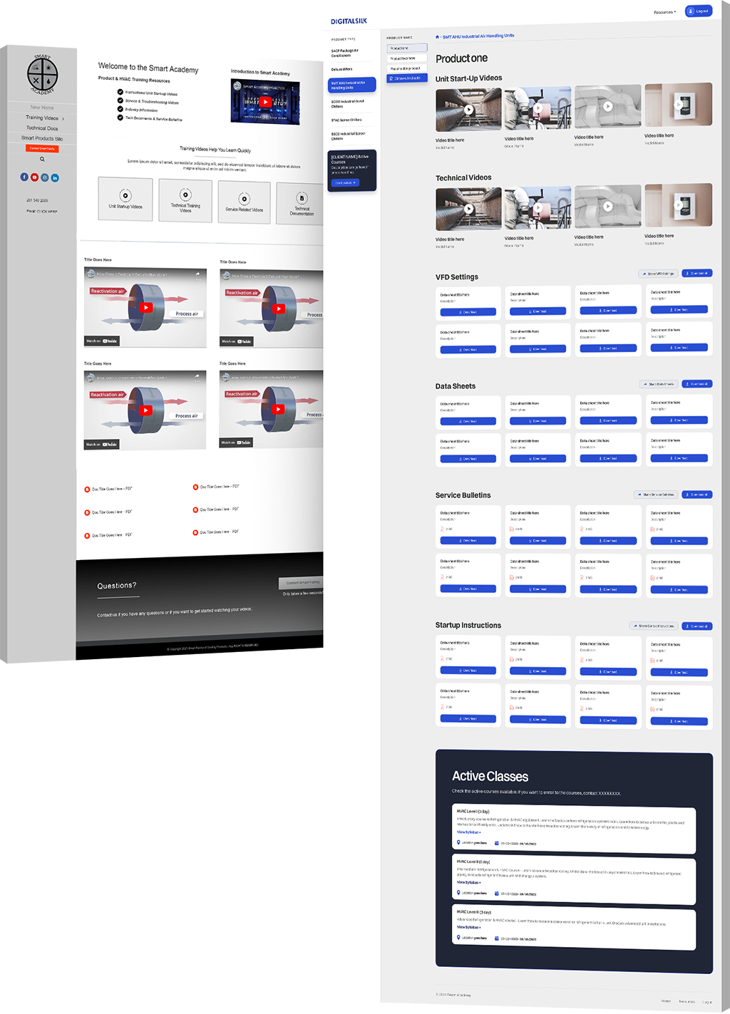 A before and after screenshot of Smart Academy's dashboard design