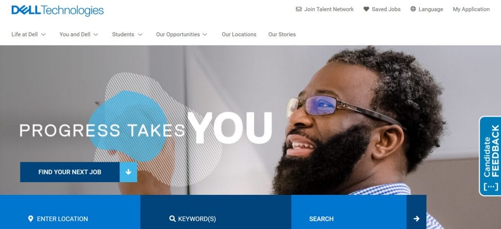 A screenshot of Dell's website