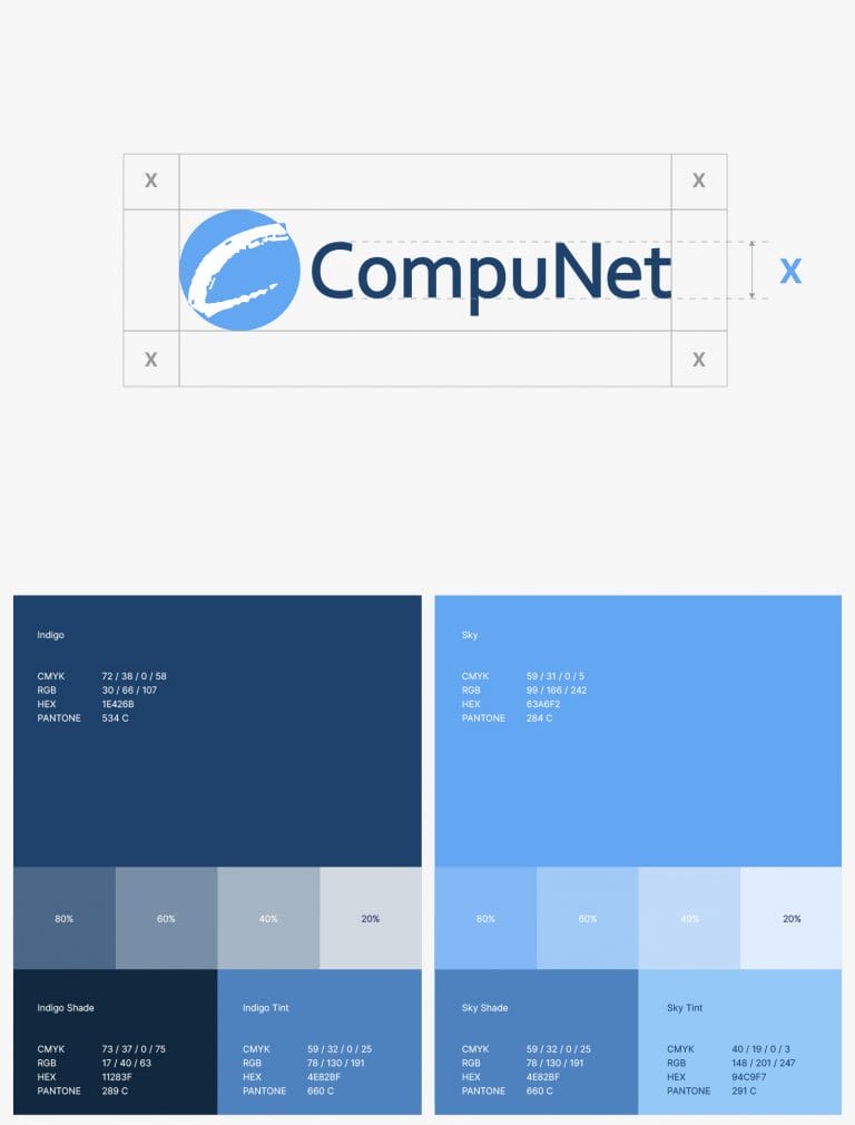 Brand book design images for CompuNet