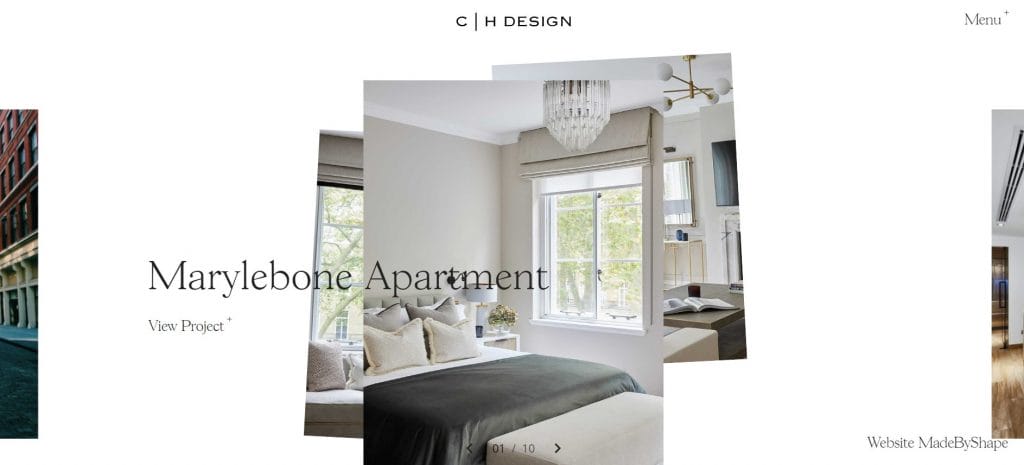 A screenshot of Charlie Horner Design's portfolio website