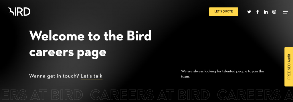 Bird Marketing website screenshot