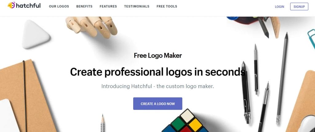 A screenshot of Hatchful's AI logo generator website