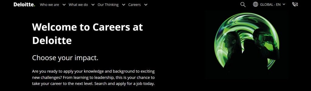 A screenshot of Deloitte's careers page
