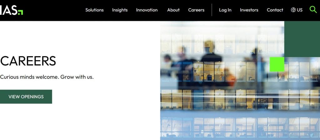 A screenshot of IAS's careers page