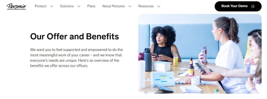 A screenshot of Personio's careers page