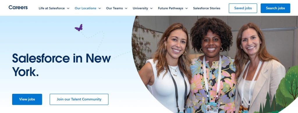 A screenshot of Salesforce's careers page