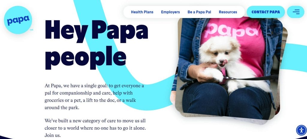 A screenshot of Papa's careers page