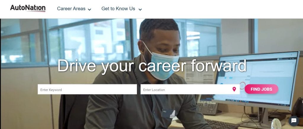 A screenshot of AutonNation's careers page