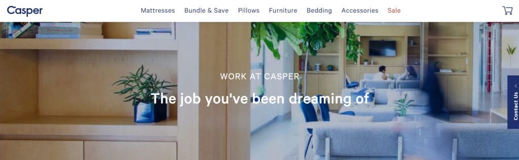 A screenshot of Casper's careers page