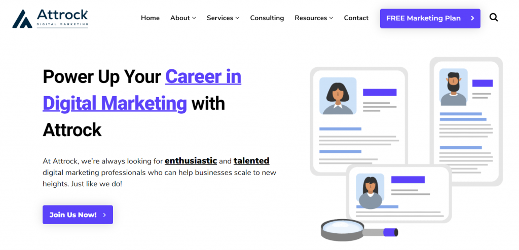 A screenshot of Attrock's careers page
