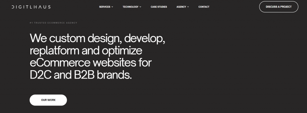 A screenshot of DigitalHaus' website homepage