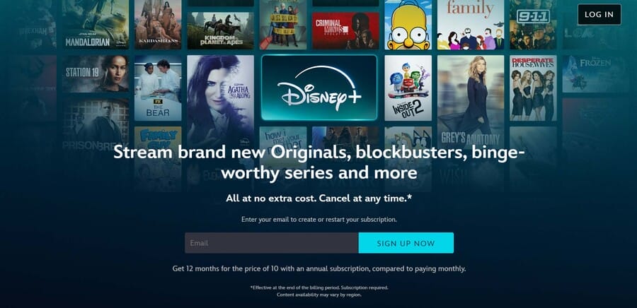 Disney+ website screenshot
