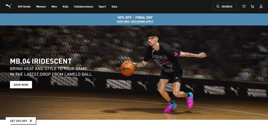 Puma website screenshot