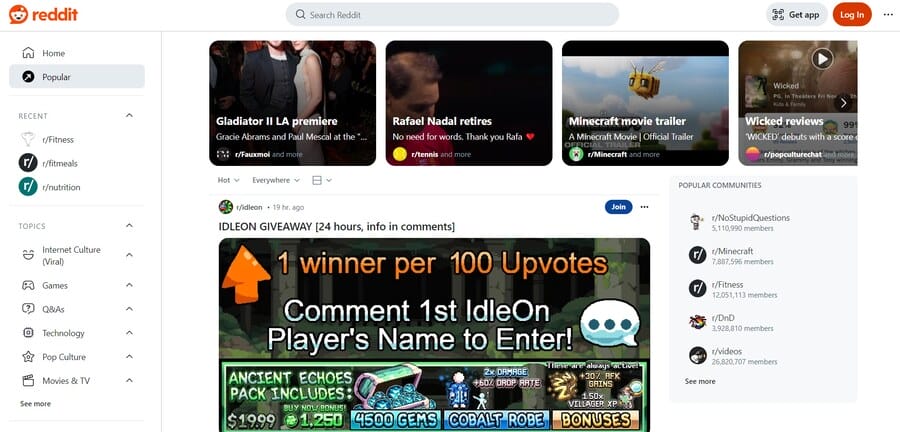 Reddit website screenshot