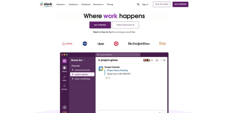 Slack website screenshot
