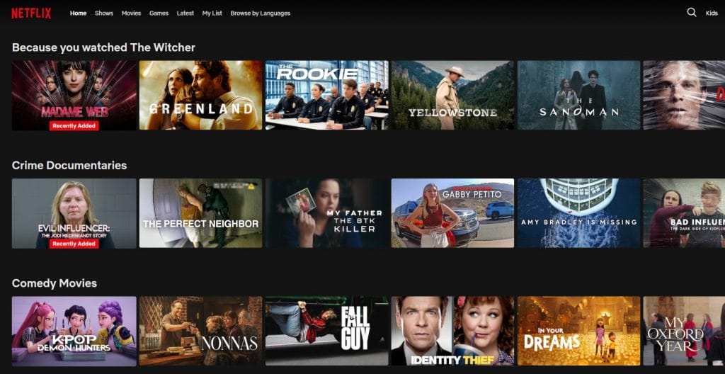 Netflix website screenshot