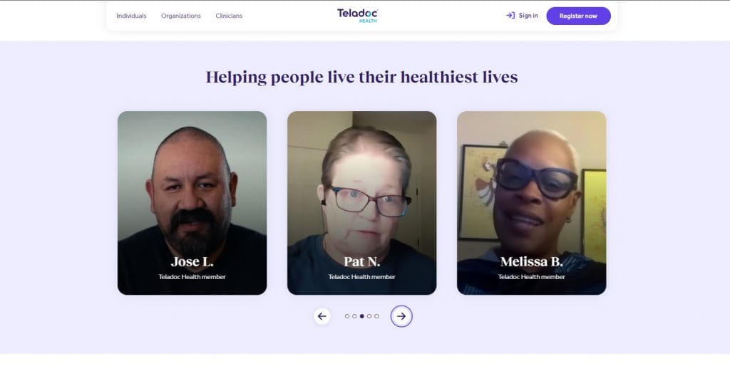 Teladoc Health website screenshot