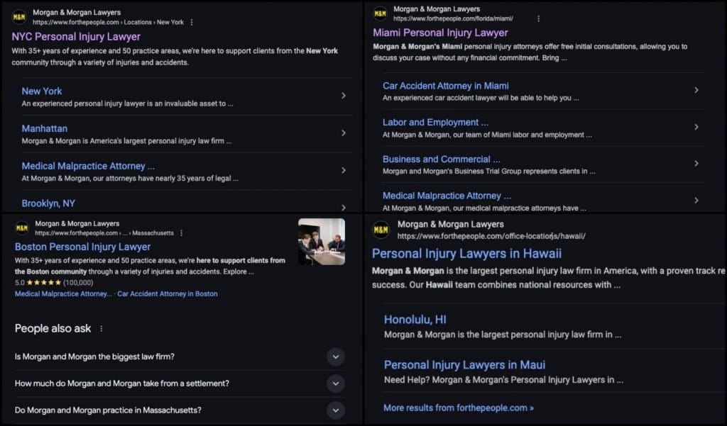 Morgan & Morgan Personal Injury Attorney Google results screenshot