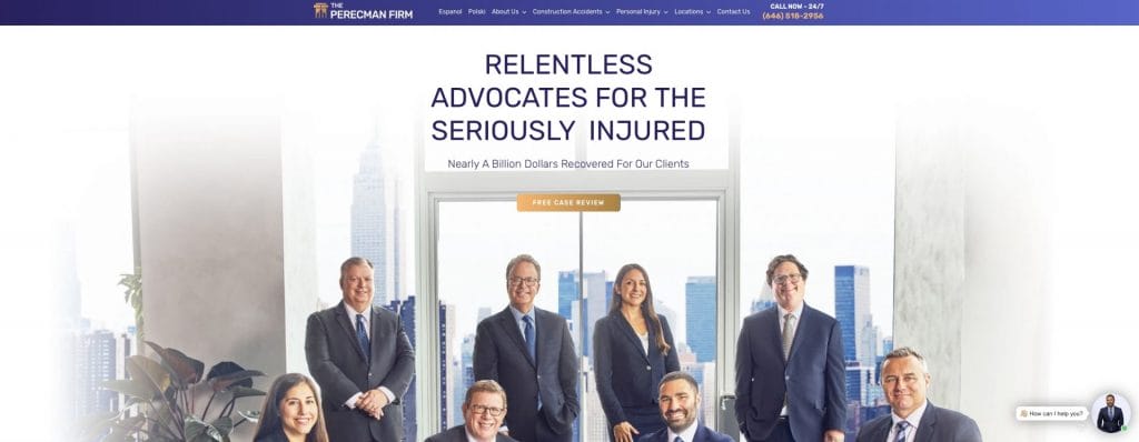 The Perecman Firm website screenshot