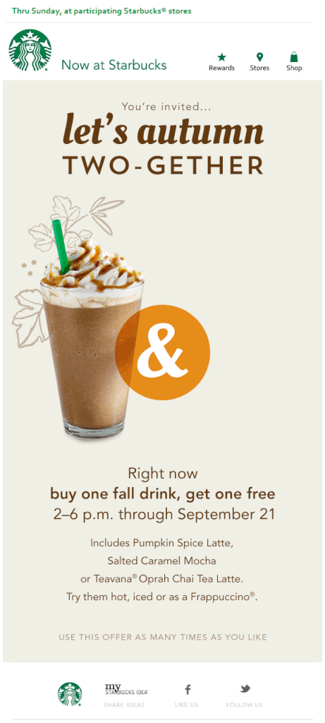 Image Showing Starbucks' email campaign