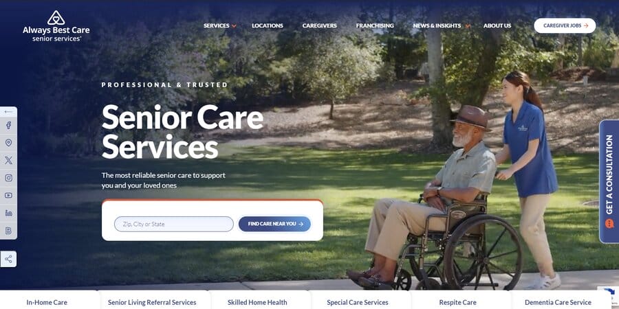ABC Senior Services website screenshot