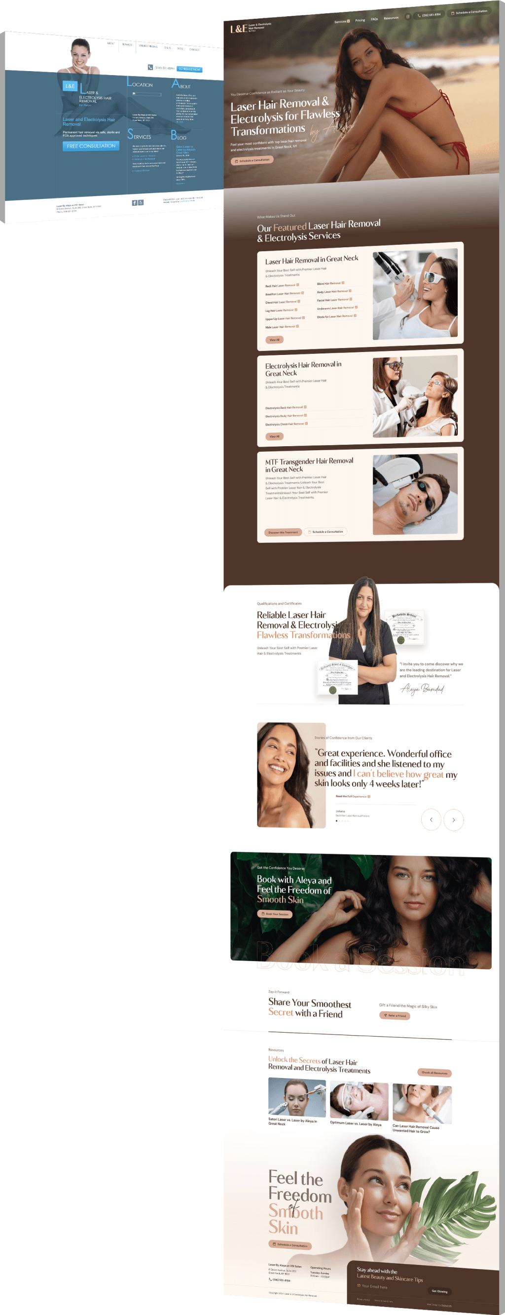 Image showing the before and after of Laser By Aleya's website design