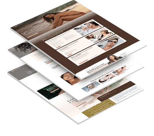 Three stacked images of Laser by Aleya's website design