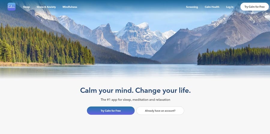 Calm website screenshot