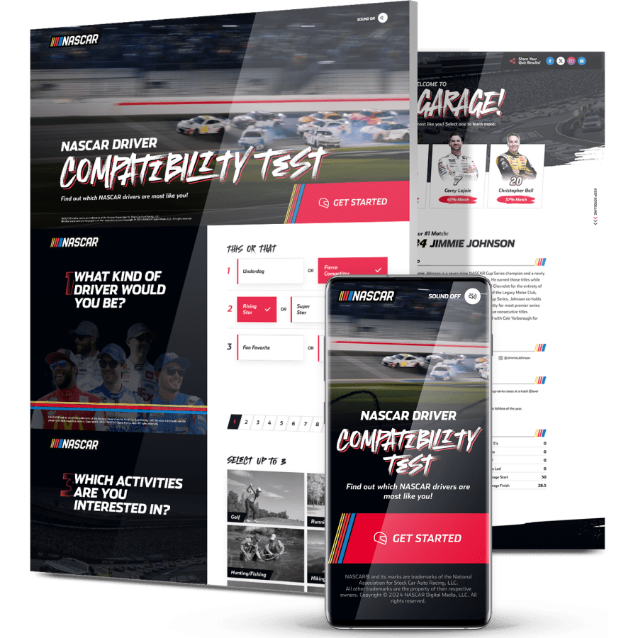 Image showing Nascar's website design on desktop and mobile