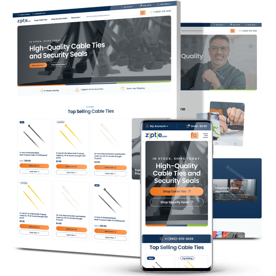 Image showing ZipTie's website design on desktop and mobile