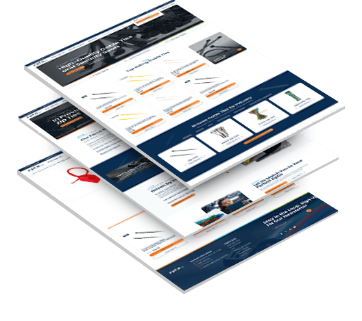 Three stacked images of ZipTie's website design