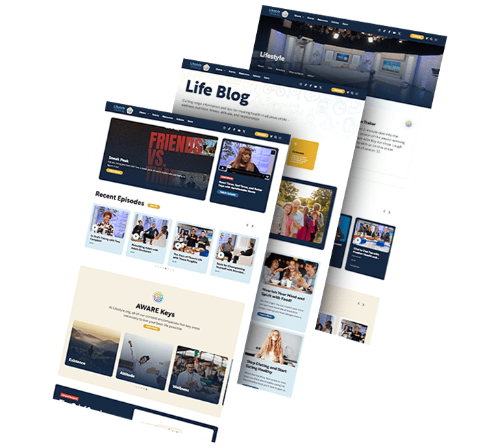 lifestyle-website-three-pages Three stacked images showing Lifestyle's website