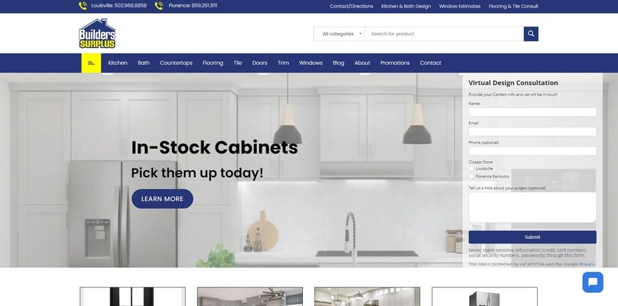 Builders Surplus website screenshot
