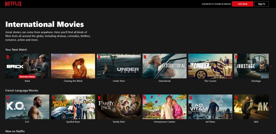 Image showing Netflix's international offerings