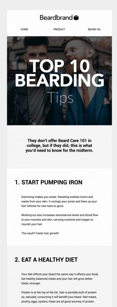 Image showing Beardbrand's email marketing example