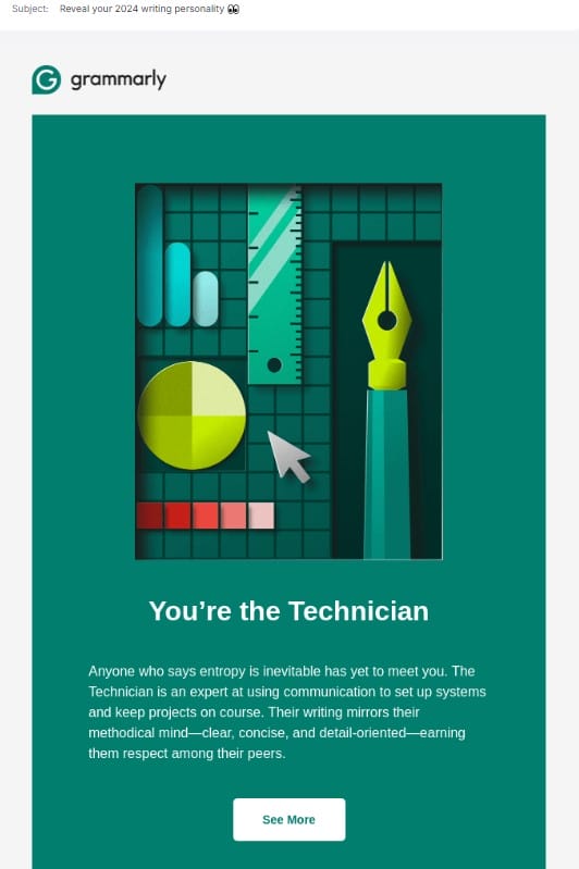 Image showing Grammarly's email marketing example