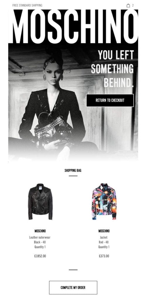 Image showing Moschino's email marketing example