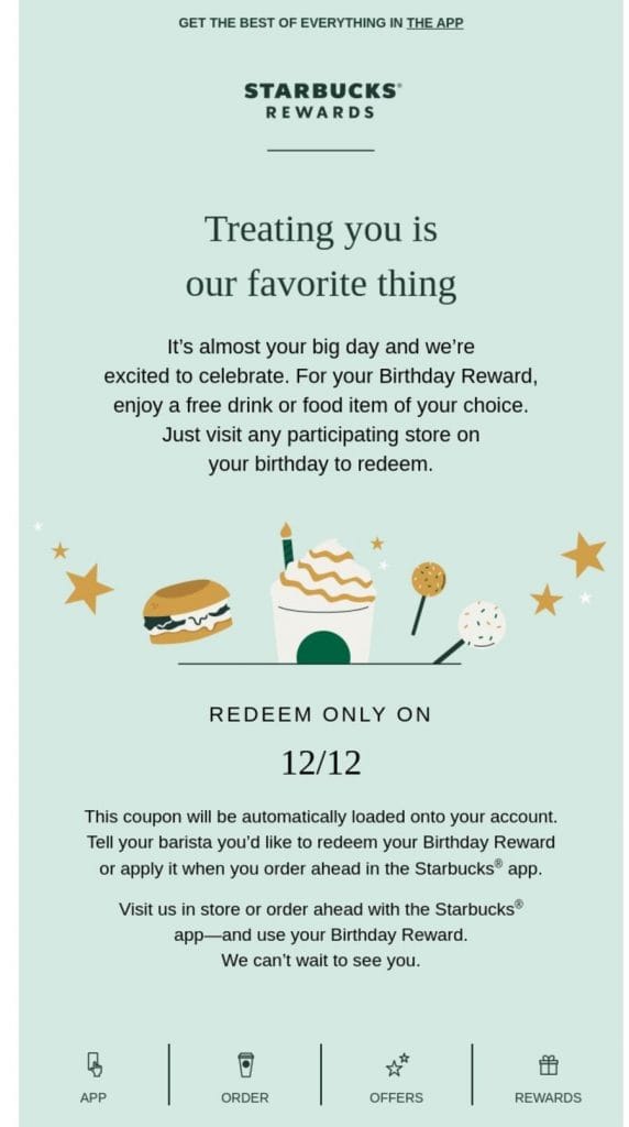 Image showing Starbucks' email marketing example