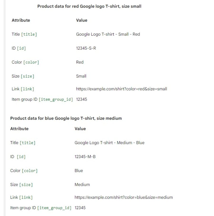 Image showing Google Shopping's product data example