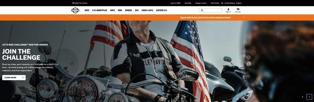 Harley-Davidson hero image of a biker