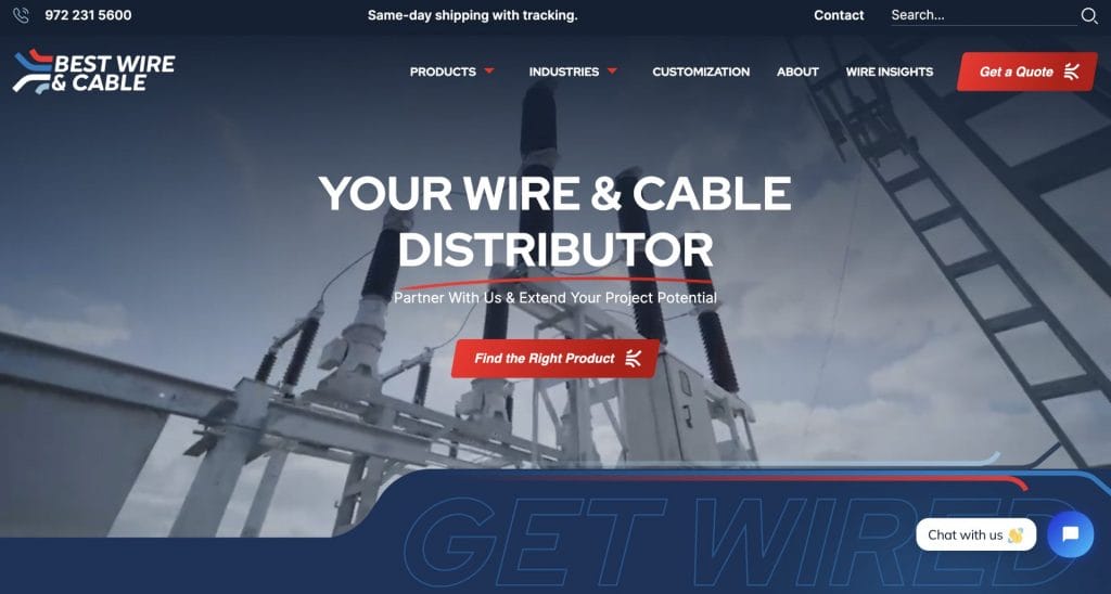 Best Wire & Cable homepage screenshot