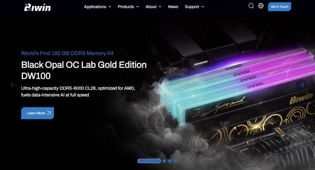 BIWIN homepage screenshot