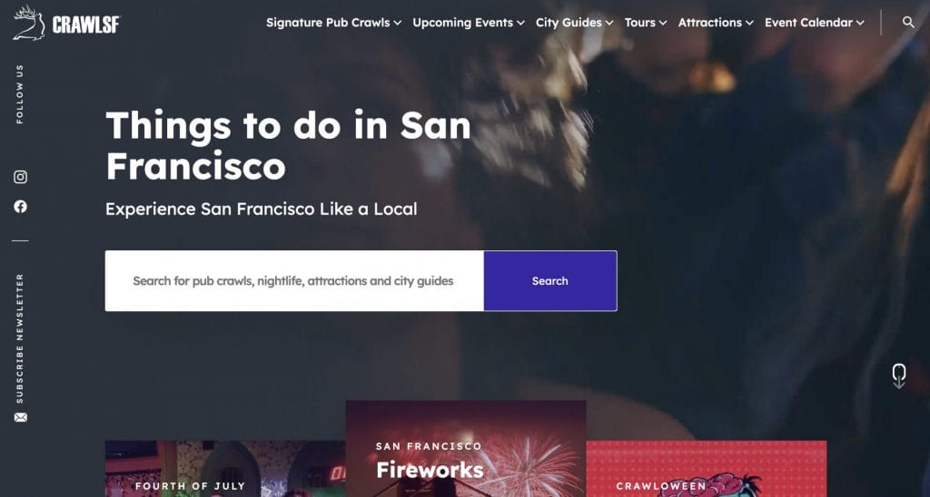 CrawlSF homepage screenshot