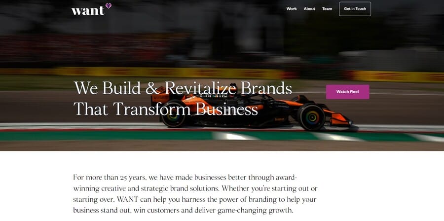 Want Branding website screenshot