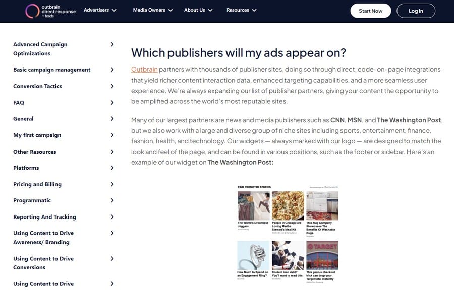 Image showing Outbrain's native ads