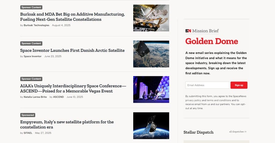 Image showing SpaceNews' sponsored content