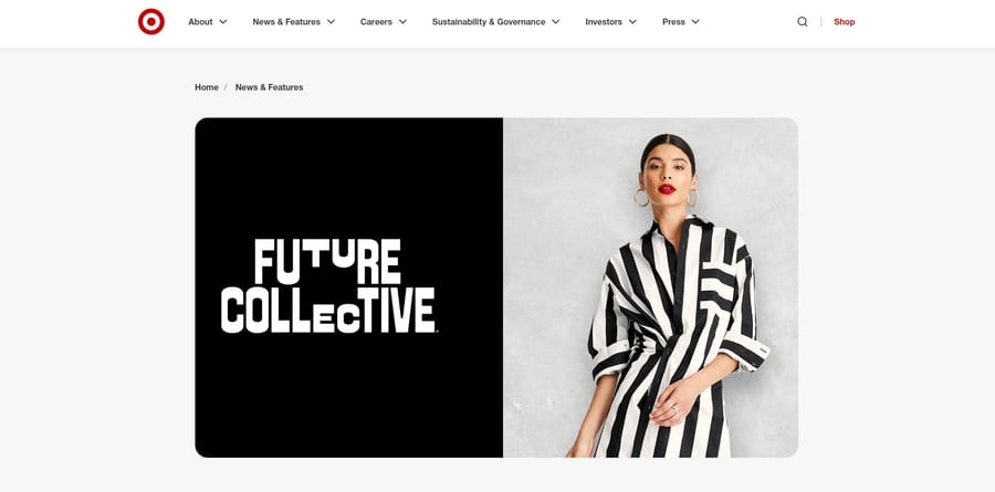 Target website screenshot showing its Future Collective range