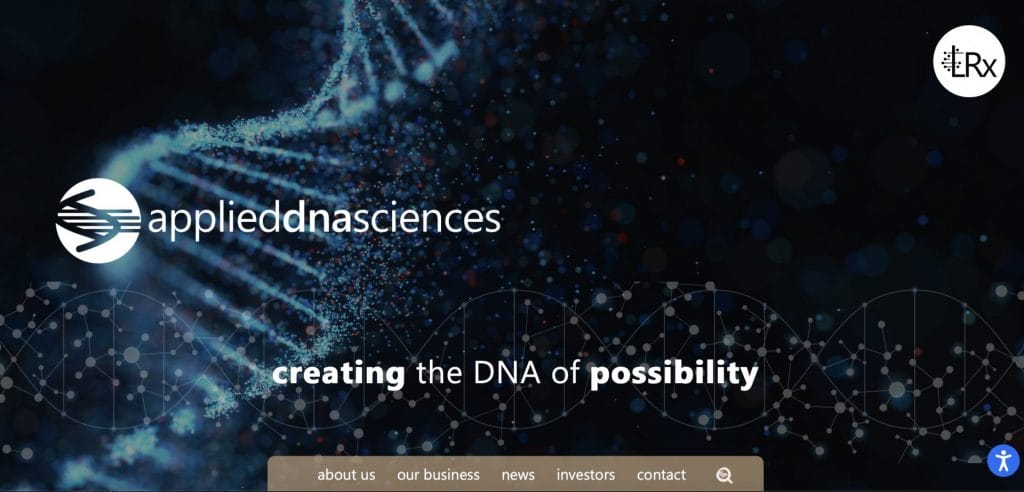 Applied DNA Sciences homepage screenshot