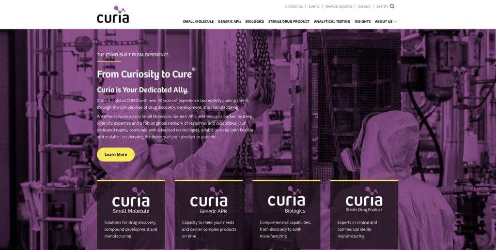 Curia homepage screenshot